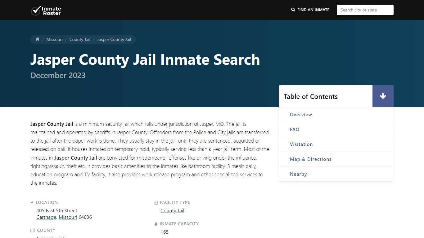 Inmate Search | Jasper County Jail - Carthage, MO